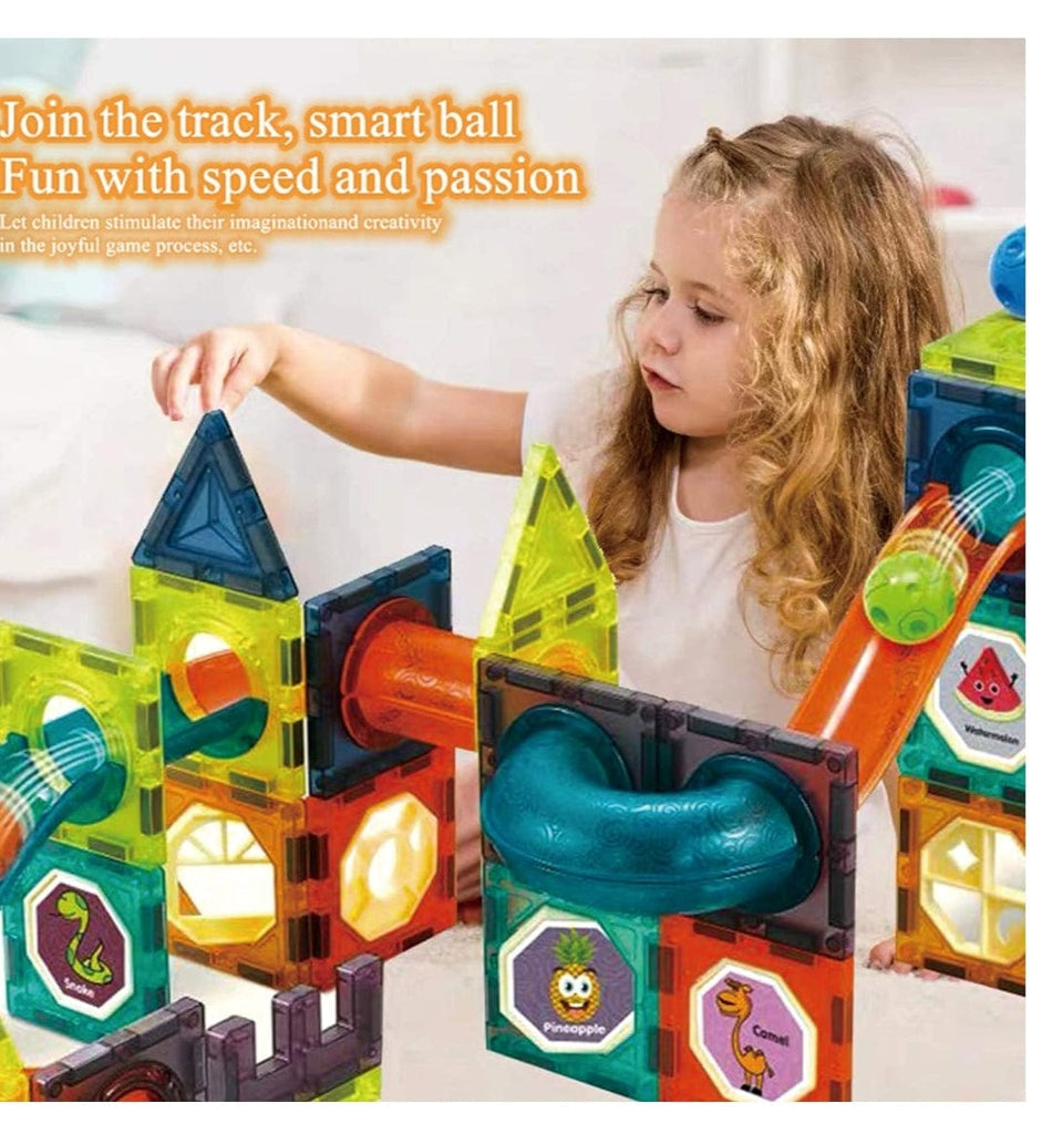 110 Pieces light magna tiles /building blocks/ marble run blocks educational toy for kids/ toddlers blocks KidosPark