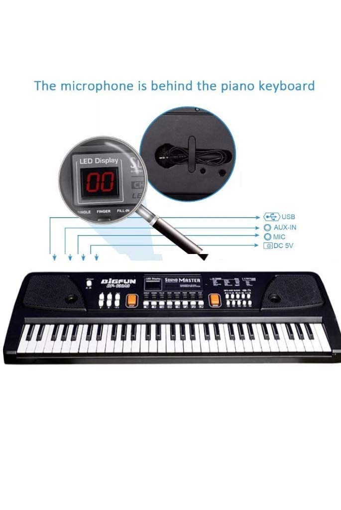 61 keys Big fun musical keyboard with DC power option, recording and mic Musical Toys KidosPark