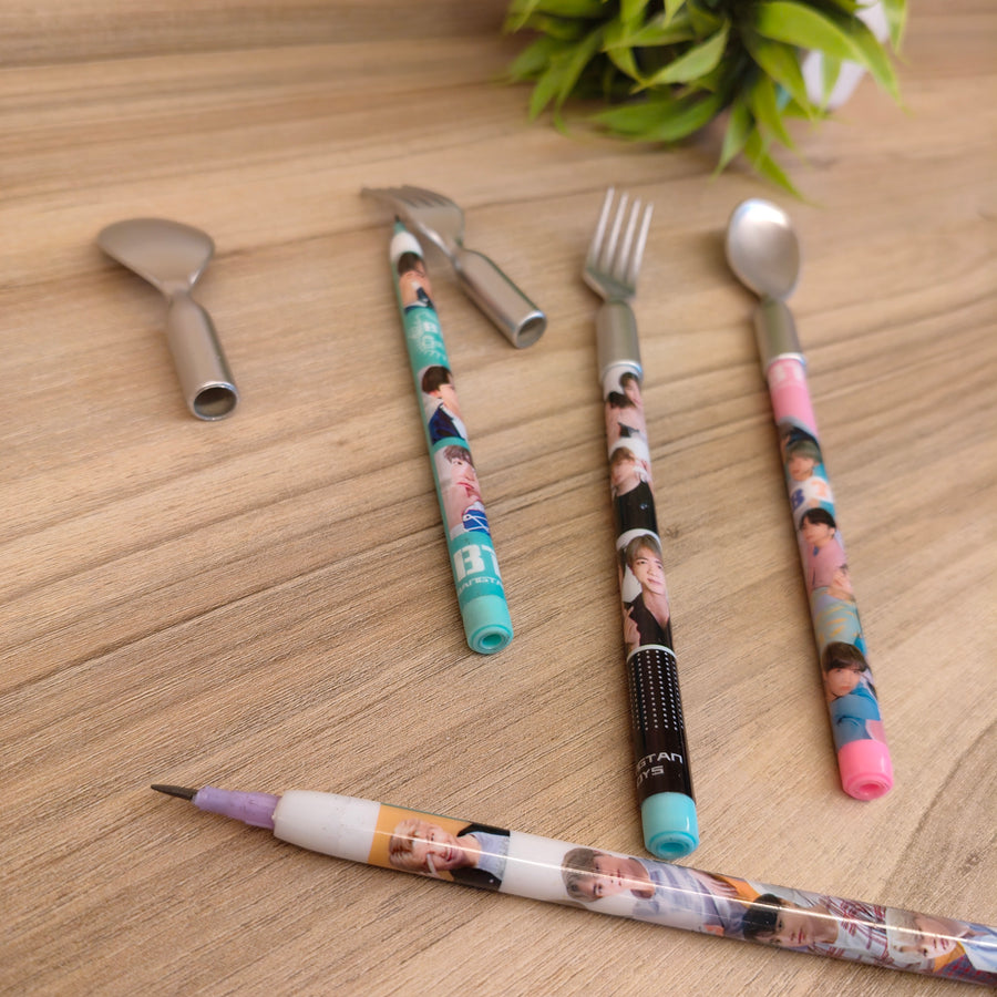 BTS Pencil with Spoon and Fork top