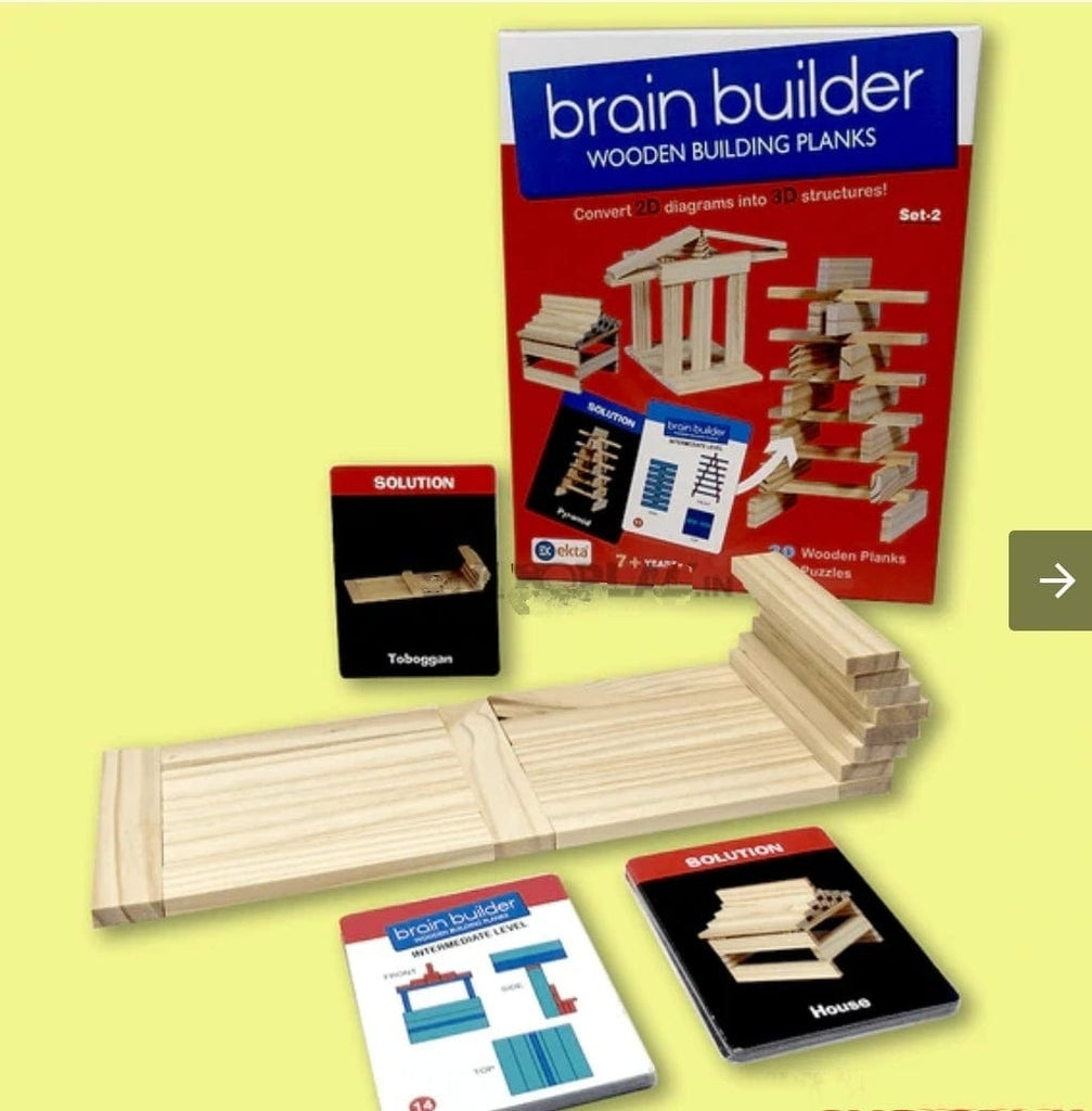 Brain builder wooden building planks blocks ( Set -2) blocks KidosPark