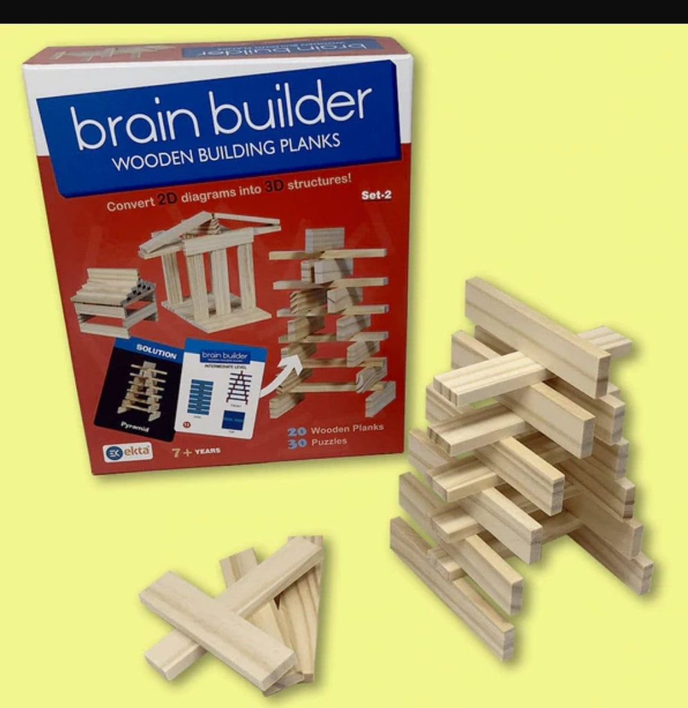 Brain builder wooden building planks blocks ( Set -2) blocks KidosPark