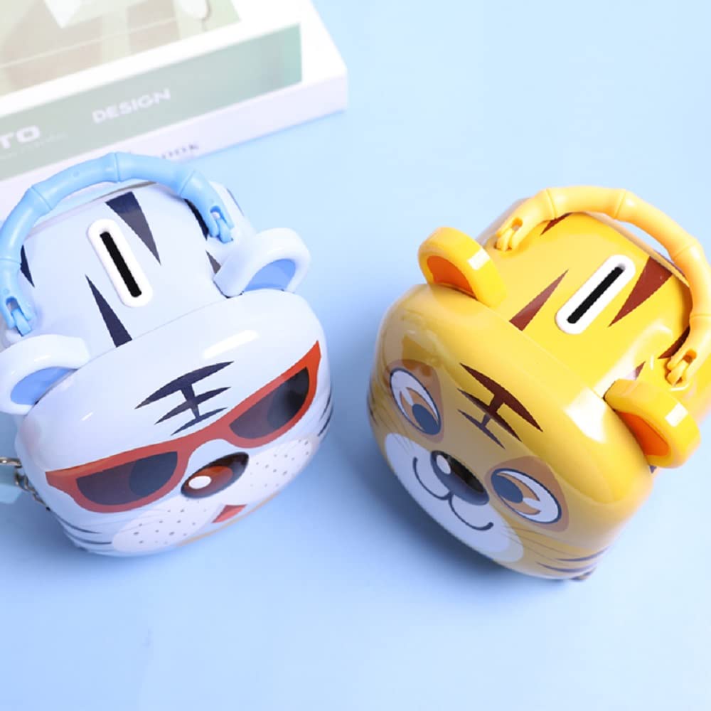 Cute tiger design tin/ Metal piggy bank with lock and key Piggy Bank KidosPark