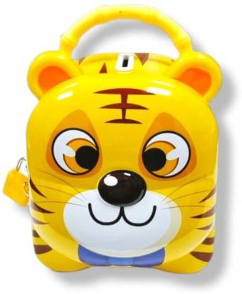 Cute tiger design tin/ Metal piggy bank with lock and key Piggy Bank KidosPark