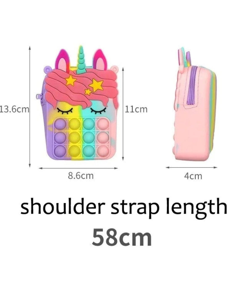 Cute unicorn pop it Silicone coin/ sanitizer/ makeup pouch Bags and Pouches KidosPark