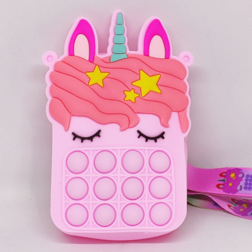 Cute unicorn pop it Silicone coin/ sanitizer/ makeup pouch Bags and Pouches KidosPark