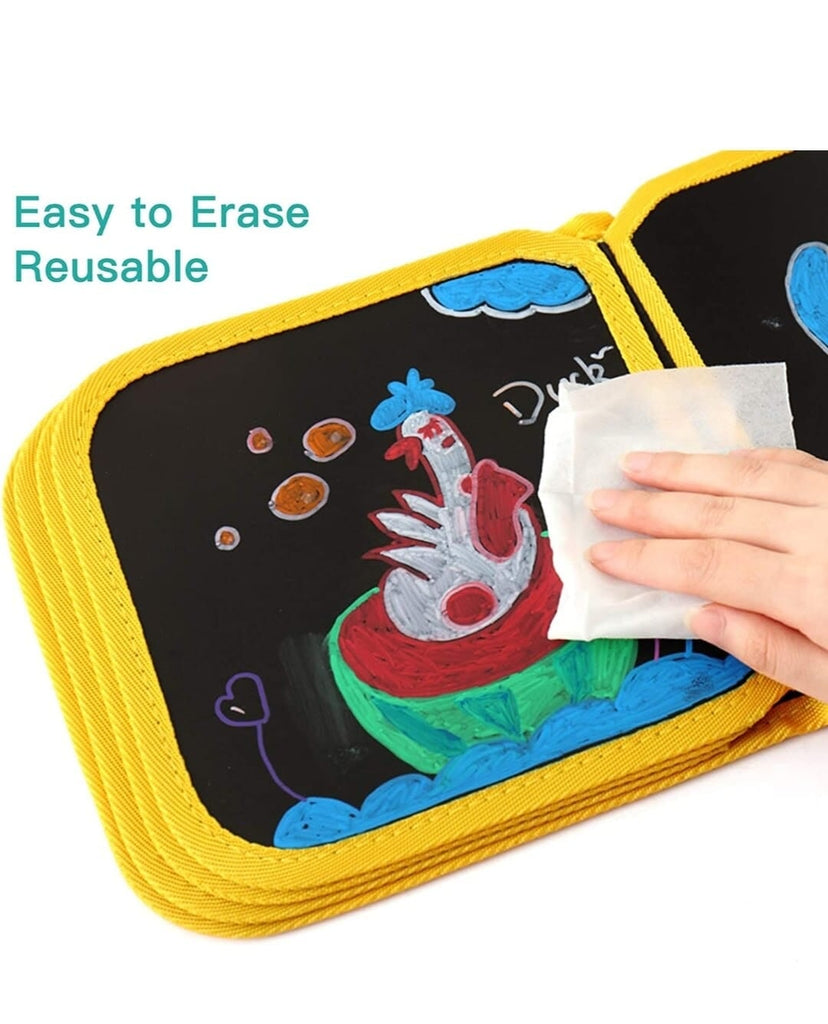 Doodle and erase chalk board book with 12 colors Art and Crafts KidosPark