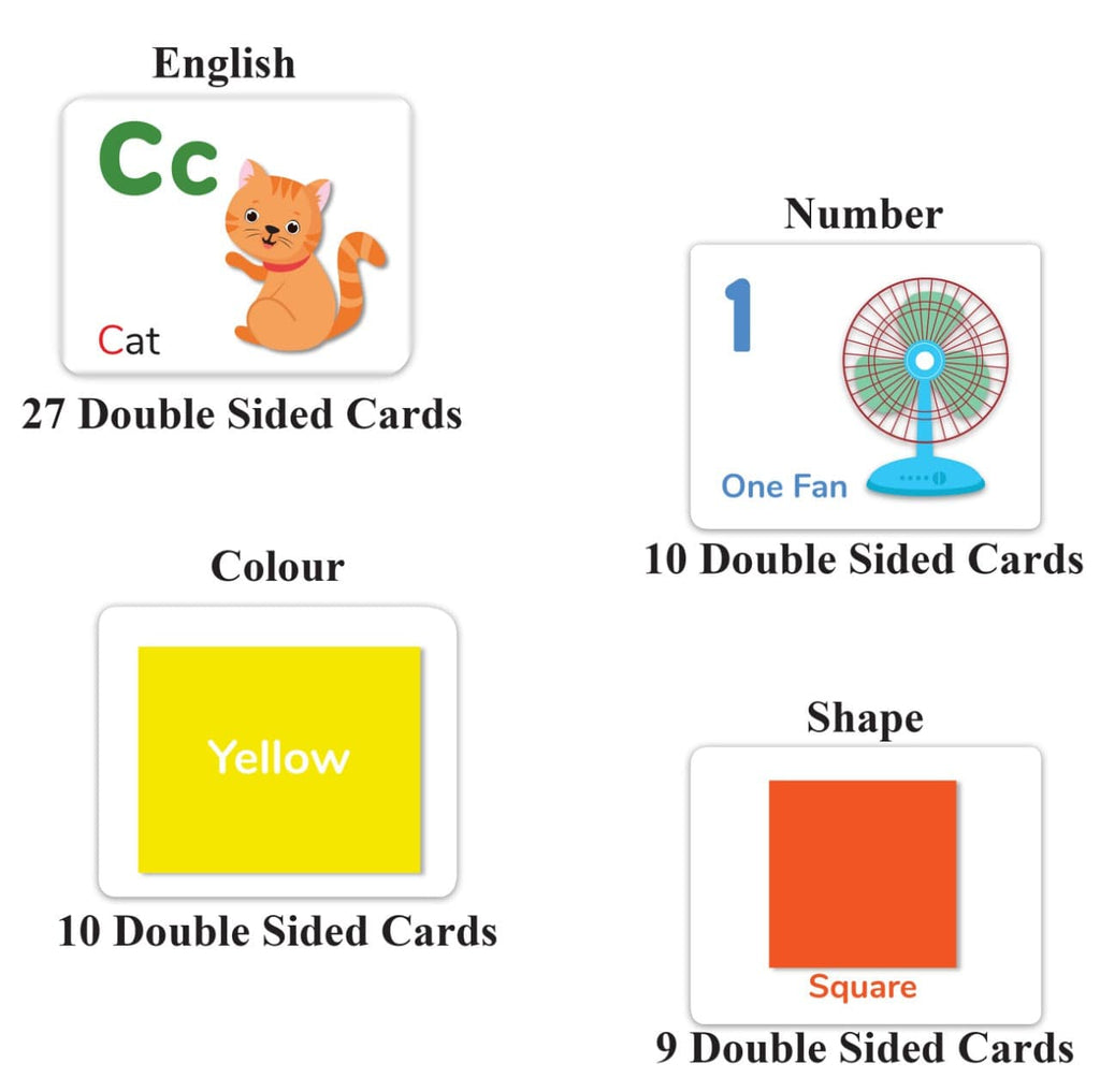 Enhance Early Learning with 4-in-1 Educational Flashcards | Complete Set for Phonics, Numbers, Colors, and Shapes Educational toy Tiddler India