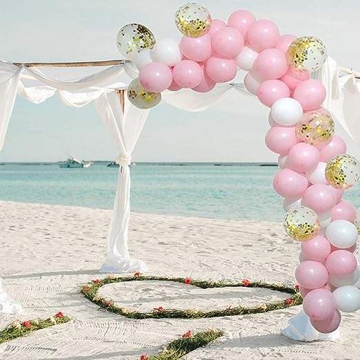 Exquisite Pink and White Balloon Arch Set for Events | Easy Installation | 113 Pieces Balloons KidosPark
