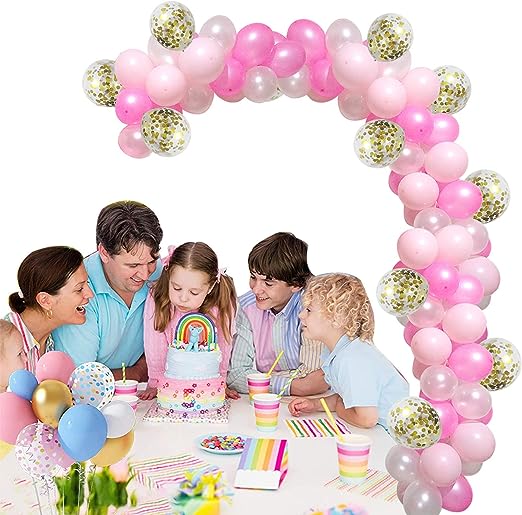 Exquisite Pink and White Balloon Arch Set for Events | Easy Installation | 113 Pieces Balloons KidosPark