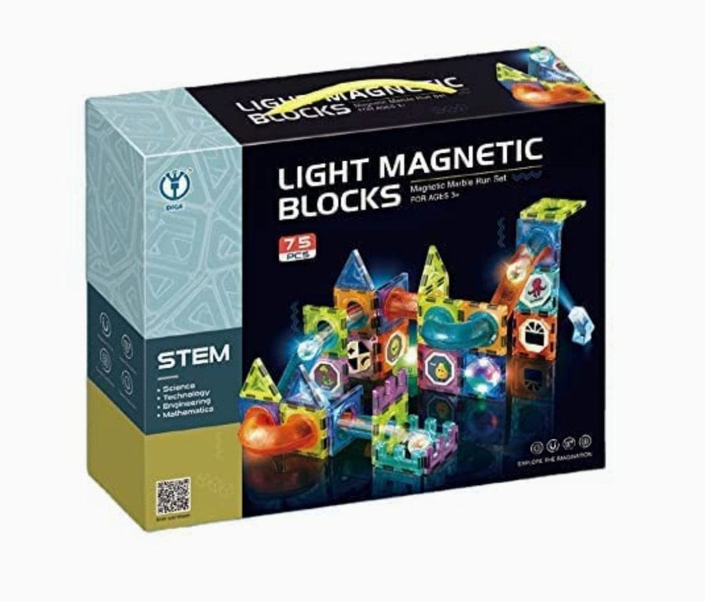 Glow in The Dark Magnetic Tiles Set - 75 Piece Marble Run Building Blocks blocks KidosPark