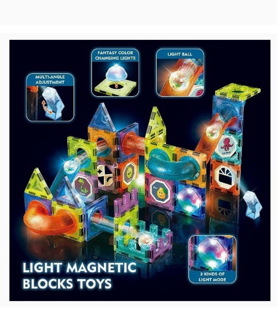 Glow in The Dark Magnetic Tiles Set - 75 Piece Marble Run Building Blocks blocks KidosPark