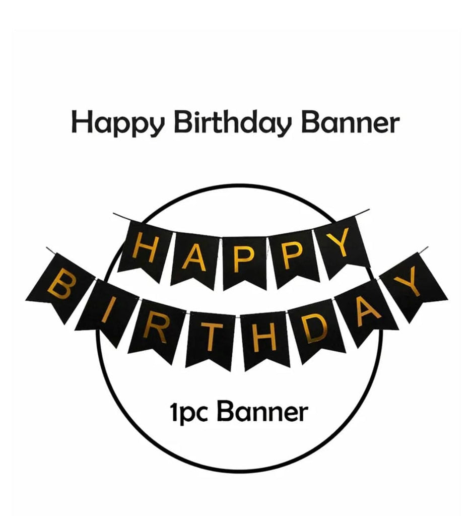 Happy Birthday Glitter banner - Black Banner KidosPark