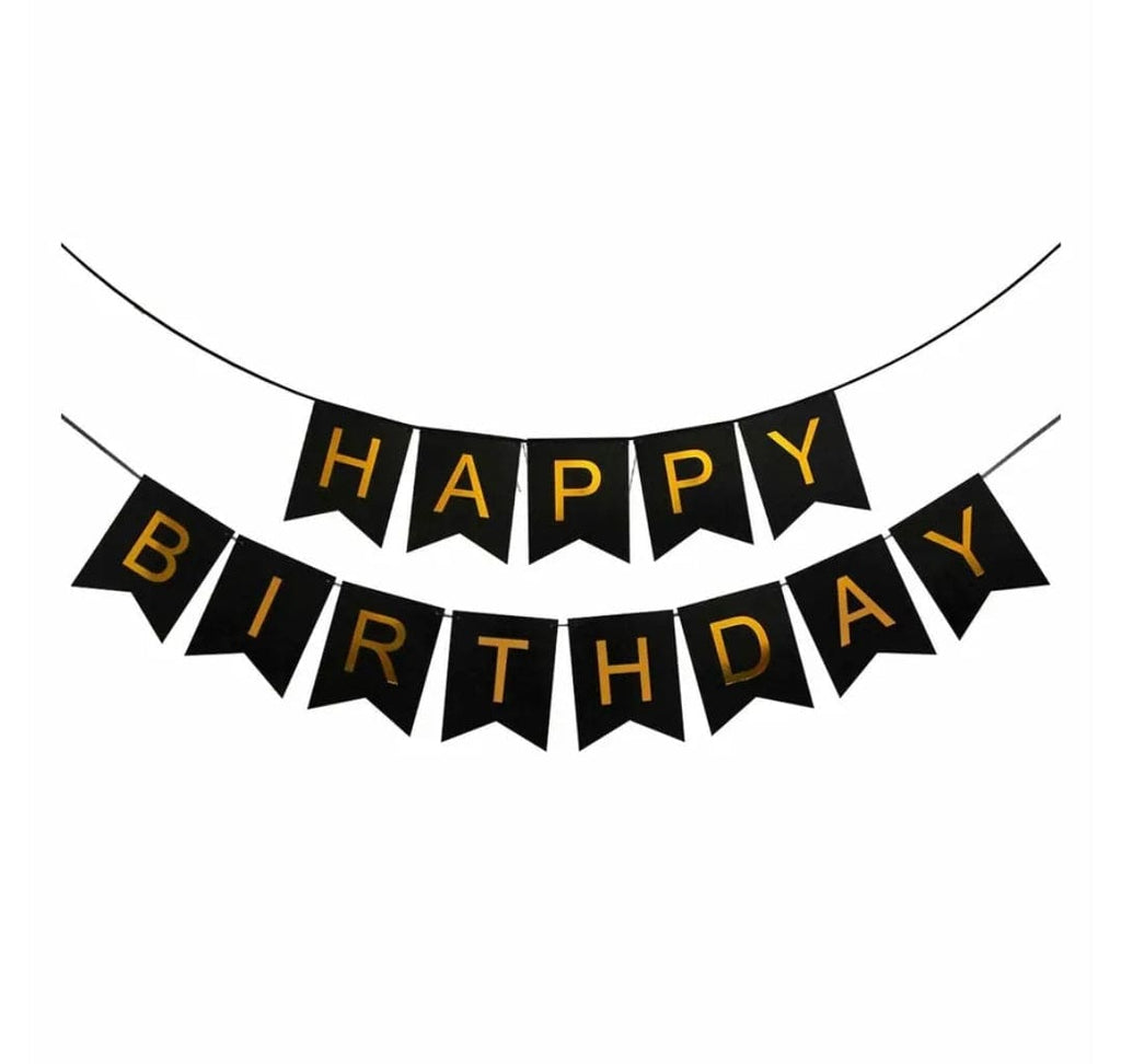 Happy Birthday Glitter banner - Black Banner KidosPark