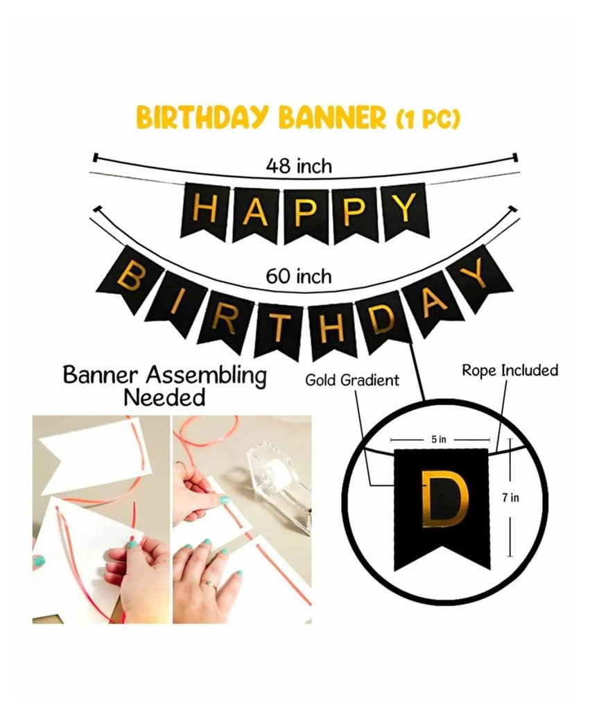 Happy Birthday Glitter banner - Black Banner KidosPark