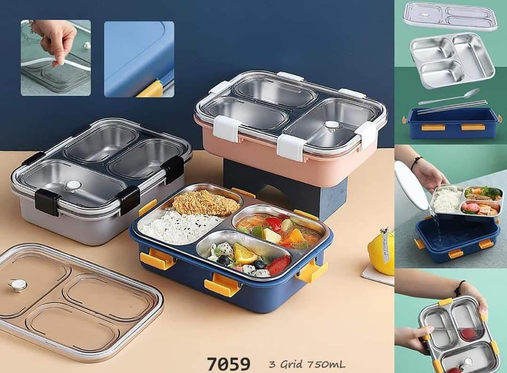 Insulated 3 compartments stainless steel lunch box for a healthy lifestyle lunch box KidosPark