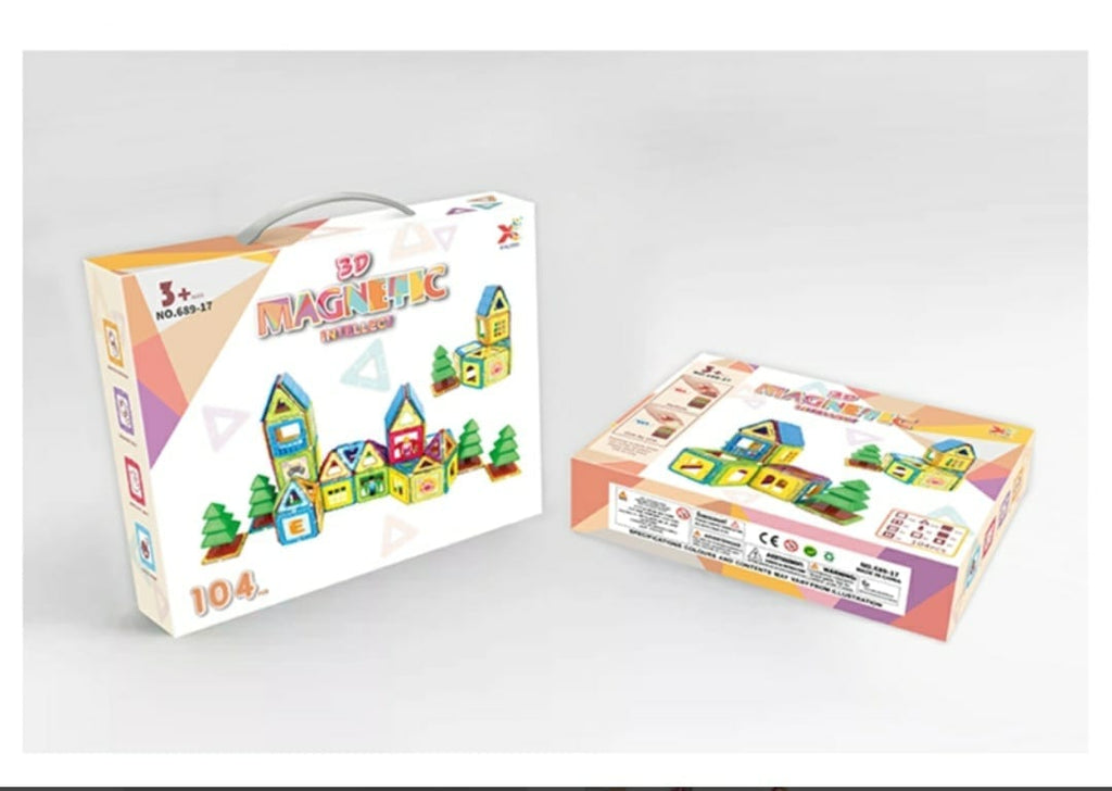 Magnetic Tiles - 104 pcs of Magnetic Building Tile, Creative Learning Educational toy for Kids blocks KidosPark
