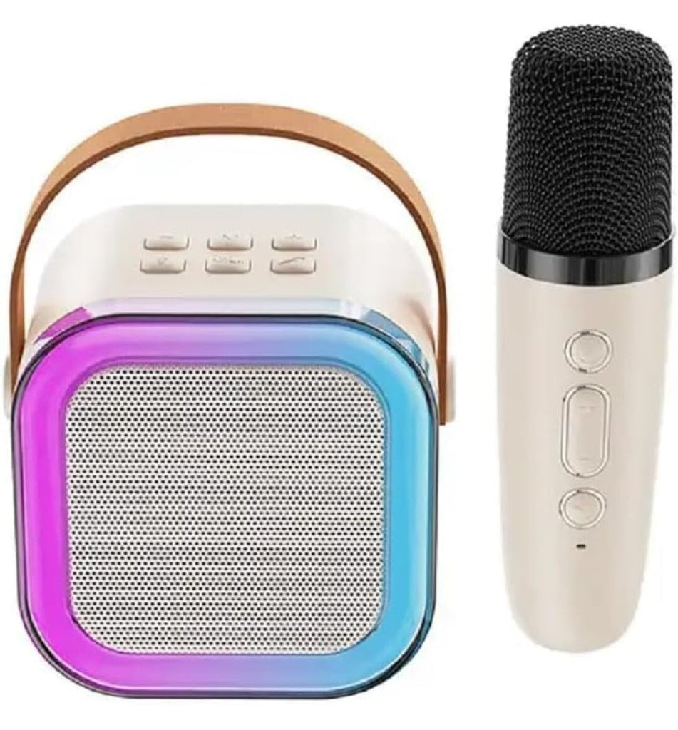 Mini Karaoke Machine with Wireless Microphone and LED Light Headphones KidosPark