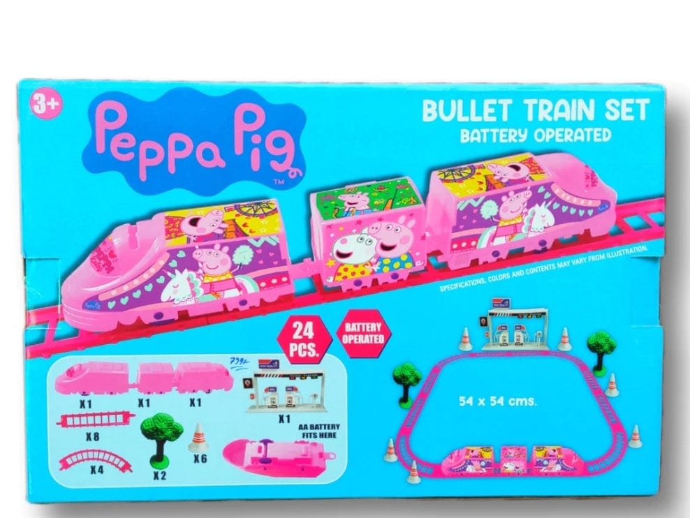 Peppa Pig Battery Operated Bullet Train Toy | Track 54x54 cm | 24-Piece Set Cars and Car Tracks KidosPark