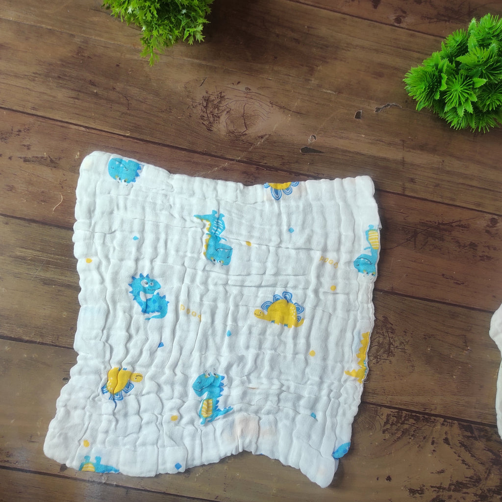 Premium Cotton Baby Washcloths: Soft, Absorbent, Reusable, Random Print - Pack of 4 Kidospark