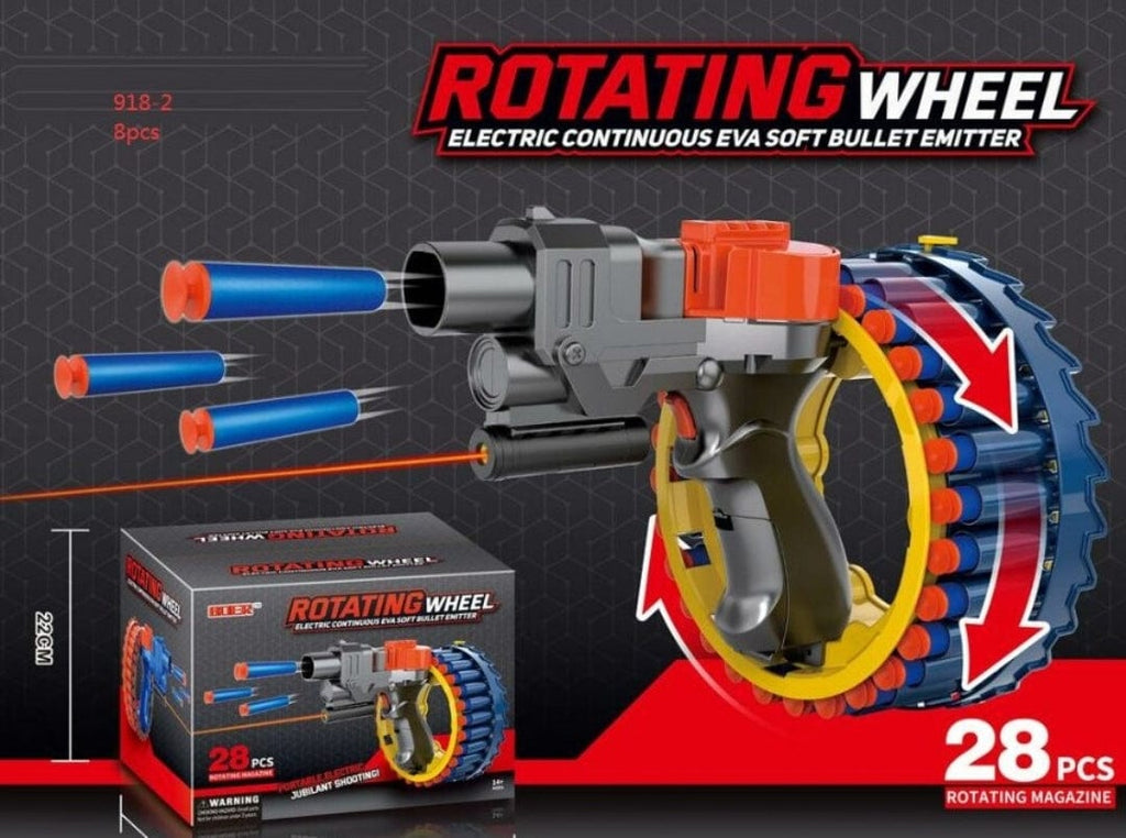 Rotating wheel electric continuous eva soft bullet emitter blaster gun/ nerf gun Toy KidosPark