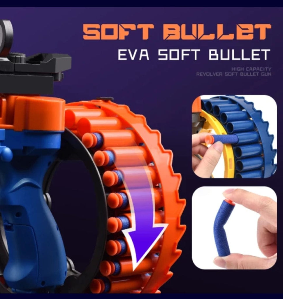 Rotating wheel electric continuous eva soft bullet emitter blaster gun/ nerf gun Toy KidosPark