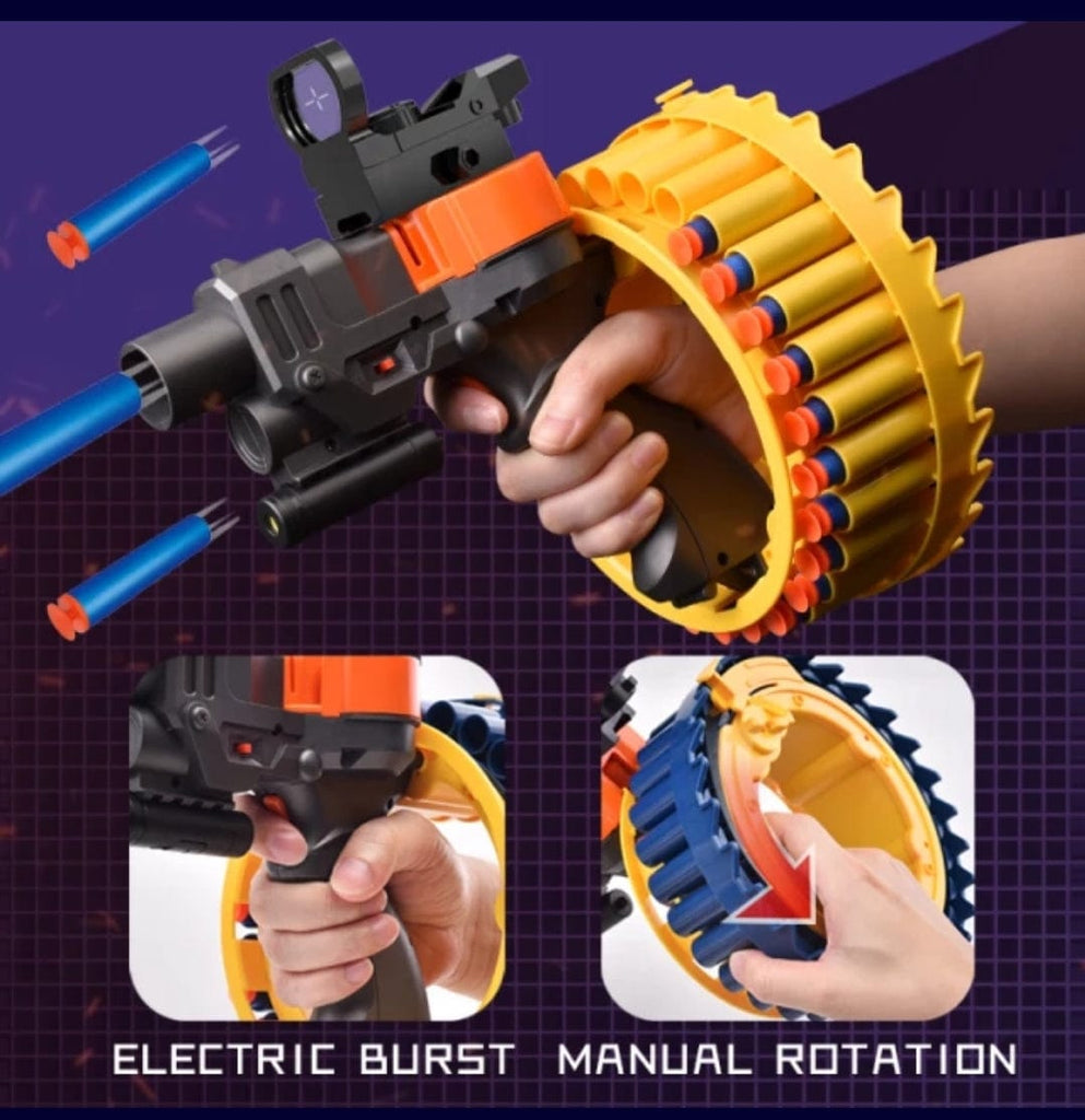 Rotating wheel electric continuous eva soft bullet emitter blaster gun/ nerf gun Toy KidosPark