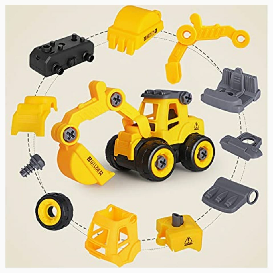 Set of 4 Assemble disassemble Construction vehicles DIY toys Cars and Car Tracks KidosPark