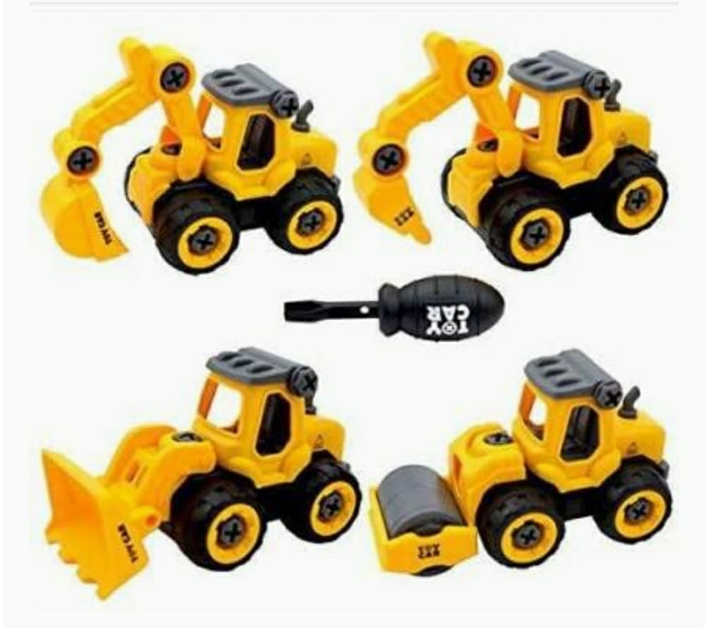 Set of 4 Assemble disassemble Construction vehicles DIY toys Cars and Car Tracks KidosPark