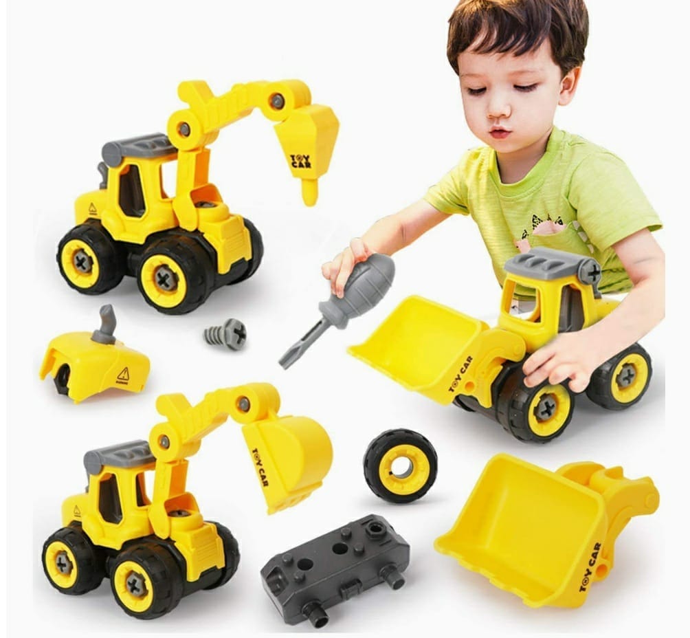 Set of 4 Assemble disassemble Construction vehicles DIY toys Cars and Car Tracks KidosPark