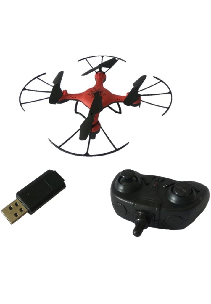 Superhero styled Quadocopter intelligent control drone with blade guard, Headless mode and LED spinner. Flying Toys KidosPark