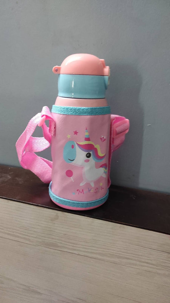 Unicorn Cartoon Character Water Bottle 500 ml Bottle with bottle cover Bottles and Sippers KidosPark