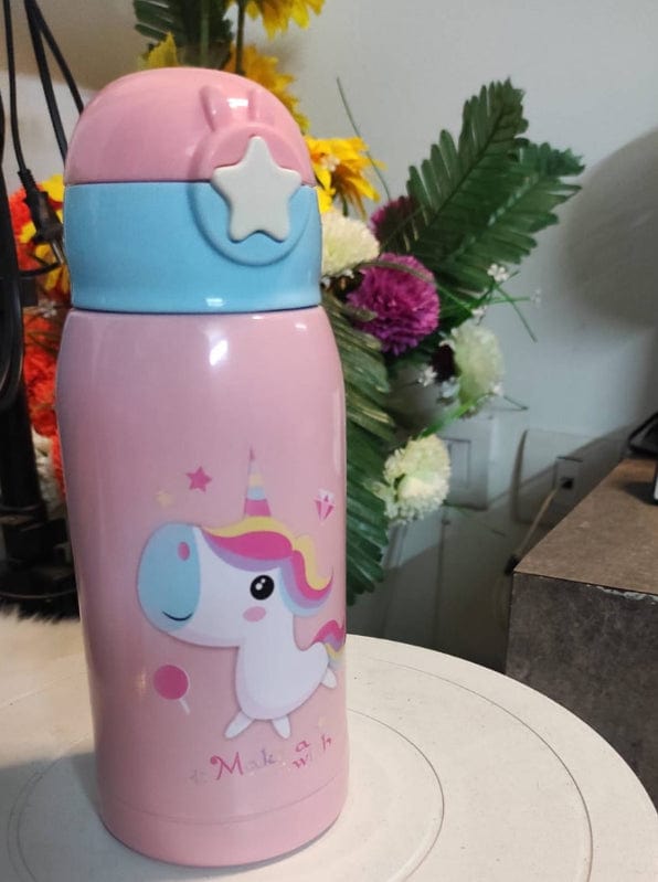 Unicorn Cartoon Character Water Bottle 500 ml Bottle with bottle cover Bottles and Sippers KidosPark